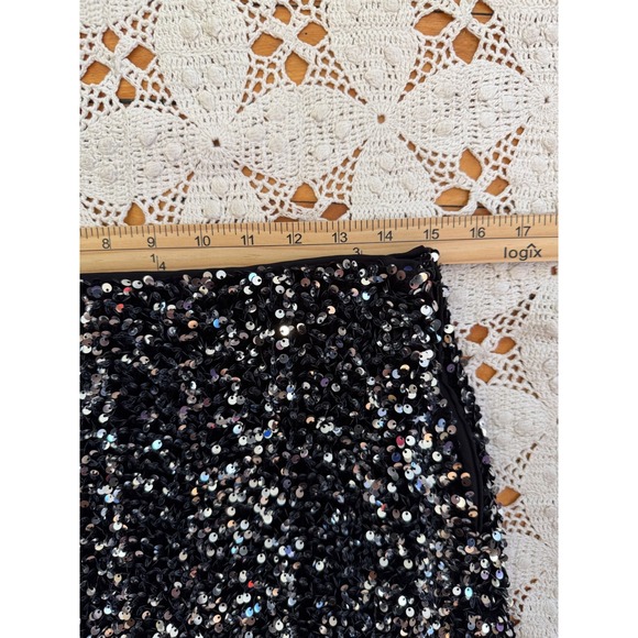 H&M Black Sequin Cropped Jacket & Mini Skirt Set Party Outfit Medium - Picture 7 of 7